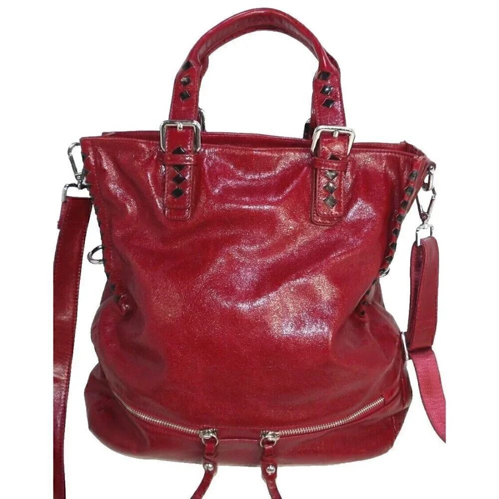 VICENZO red leather tote, shoulder bag, handbag, purse